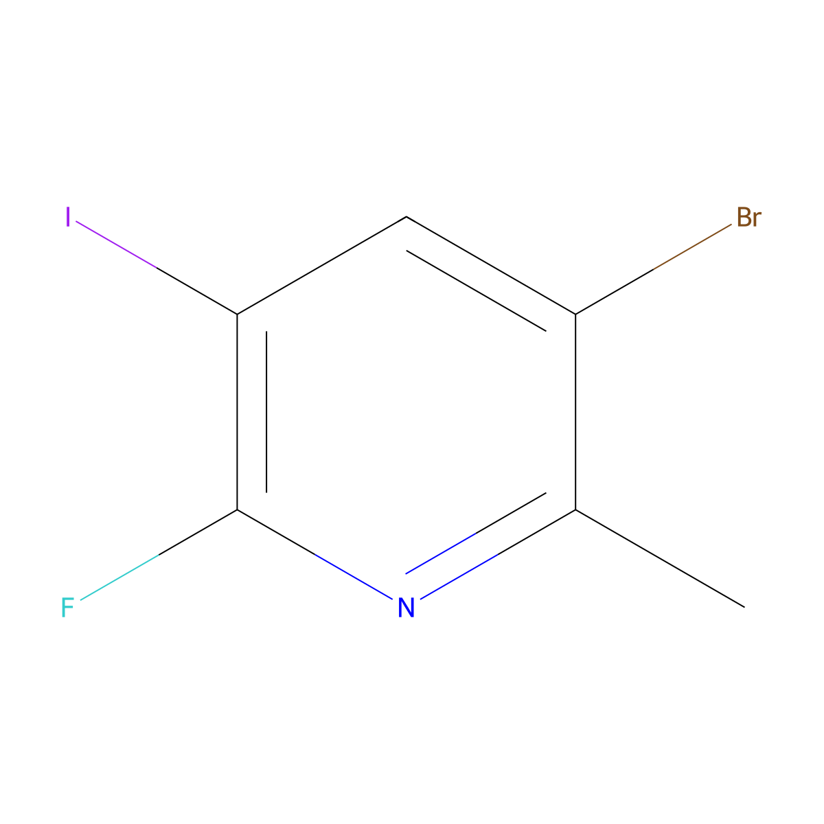 3-Bromo-6-fluoro-5-iodo-2-methylpyridine molecular structure, CAS 2764733-61-9