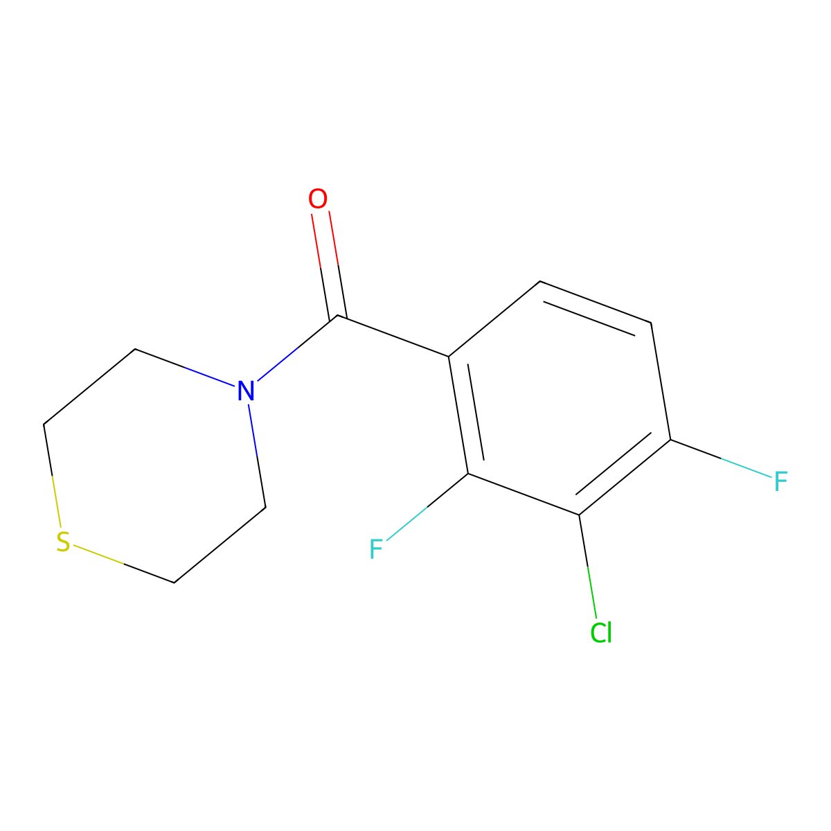 (3-Chloro-2,4-difluorophenyl)(thiomorpholino)methanone molecular structure, CAS 2764733-62-0
