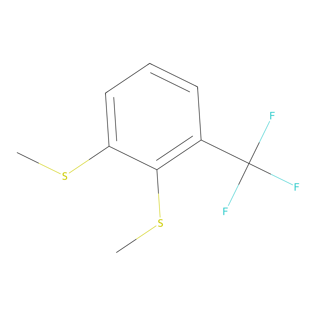 (3-(Trifluoromethyl)-1,2-phenylene)bis(methylsulfane) molecular structure, CAS 2764733-85-7