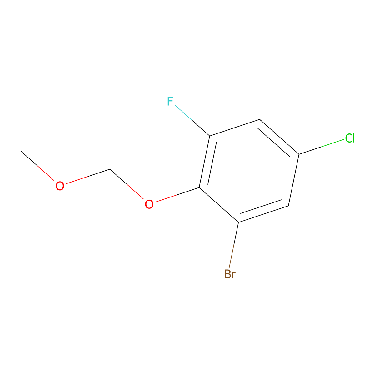 1-Bromo-5-chloro-3-fluoro-2-(methoxymethoxy)benzene molecular structure, CAS 2764733-90-4