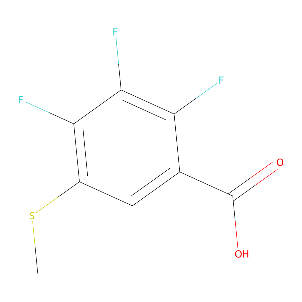 2,3,4-Trifluoro-5-(methylthio)benzoic acid molecular structure, CAS 2764733-92-6