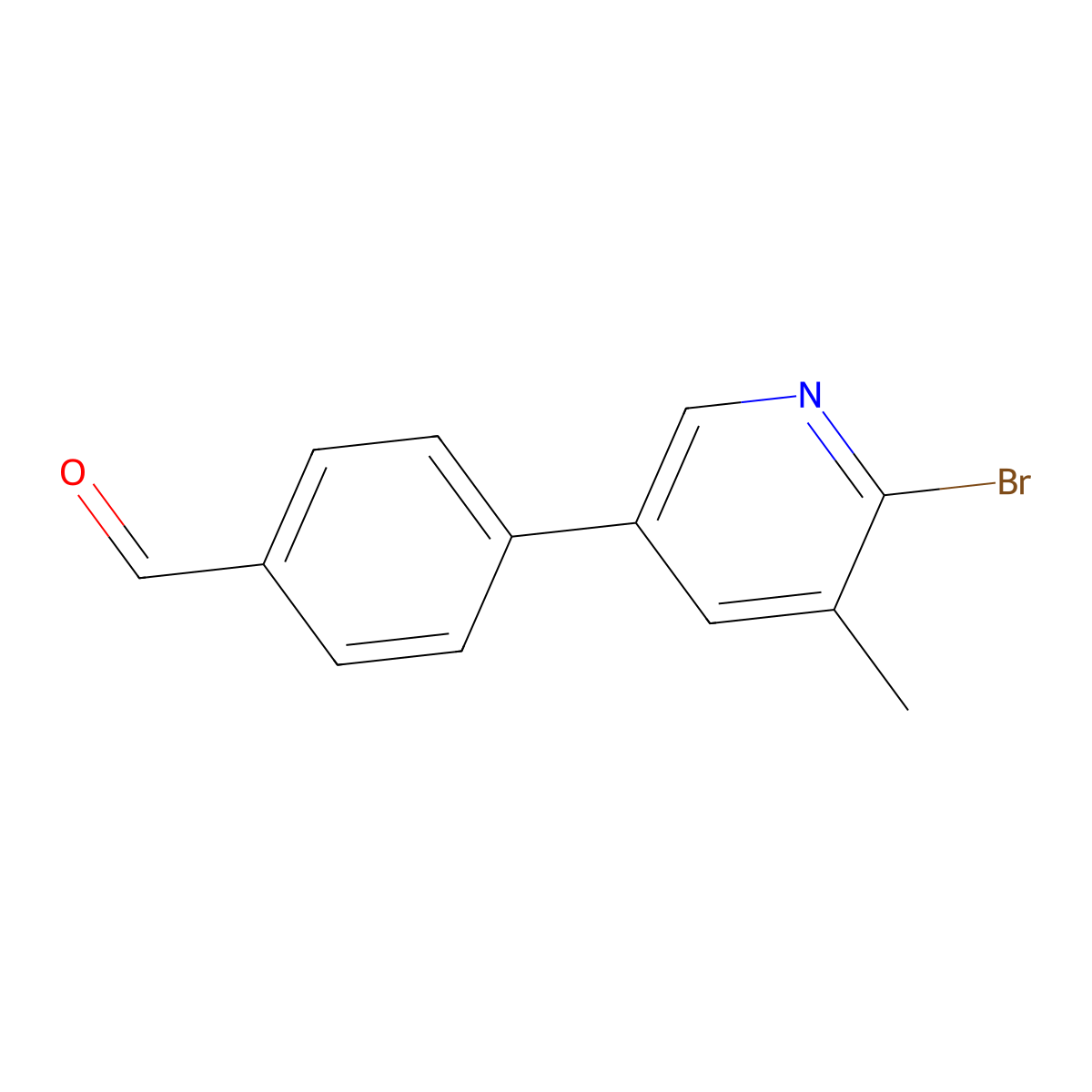 4-(6-Bromo-5-methylpyridin-3-yl)benzaldehyde molecular structure, CAS 2764733-93-7