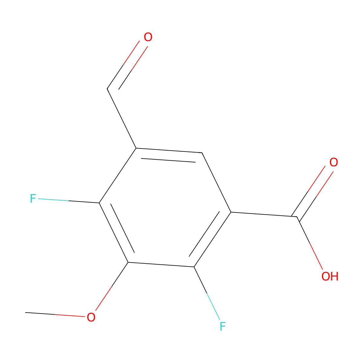 2,4-Difluoro-5-formyl-3-methoxybenzoic acid molecular structure, CAS 2764734-01-0