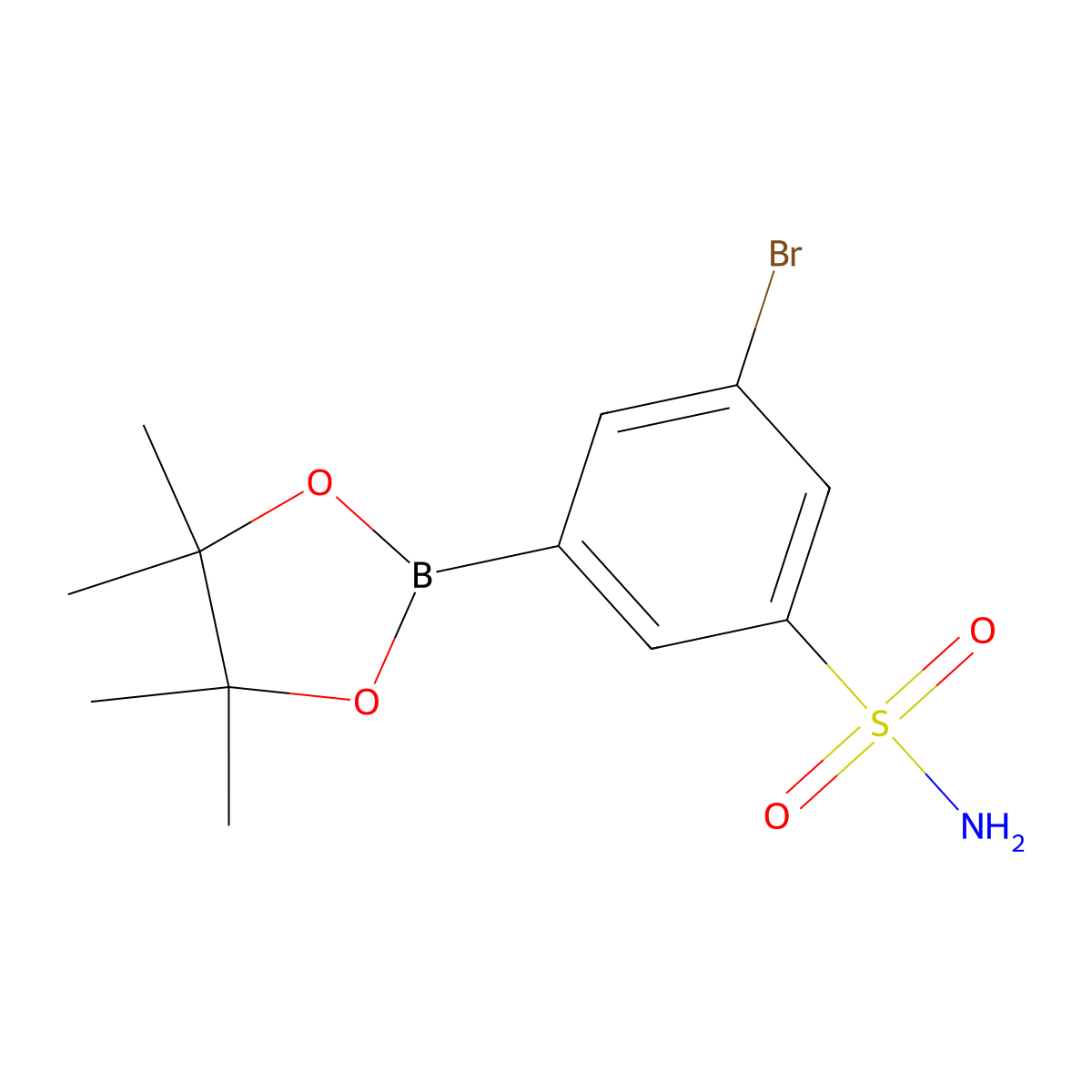 3-Bromo-5-(4,4,5,5-tetramethyl-1,3,2-dioxaborolan-2-yl)benzenesulfonamide molecular structure, CAS 2764835-62-1