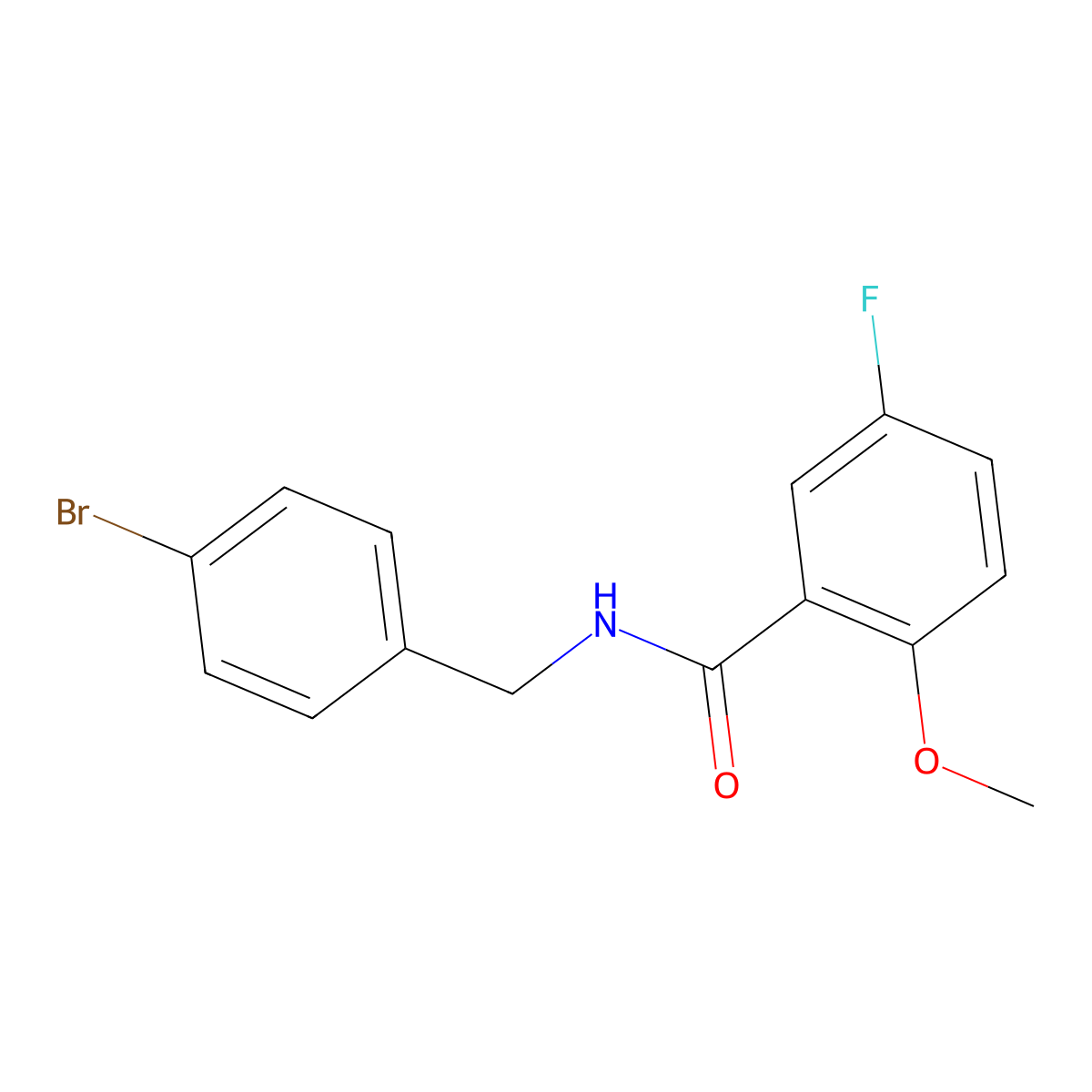N-(4-bromobenzyl)-5-fluoro-2-methoxybenzamide molecular structure, CAS 2764851-14-9