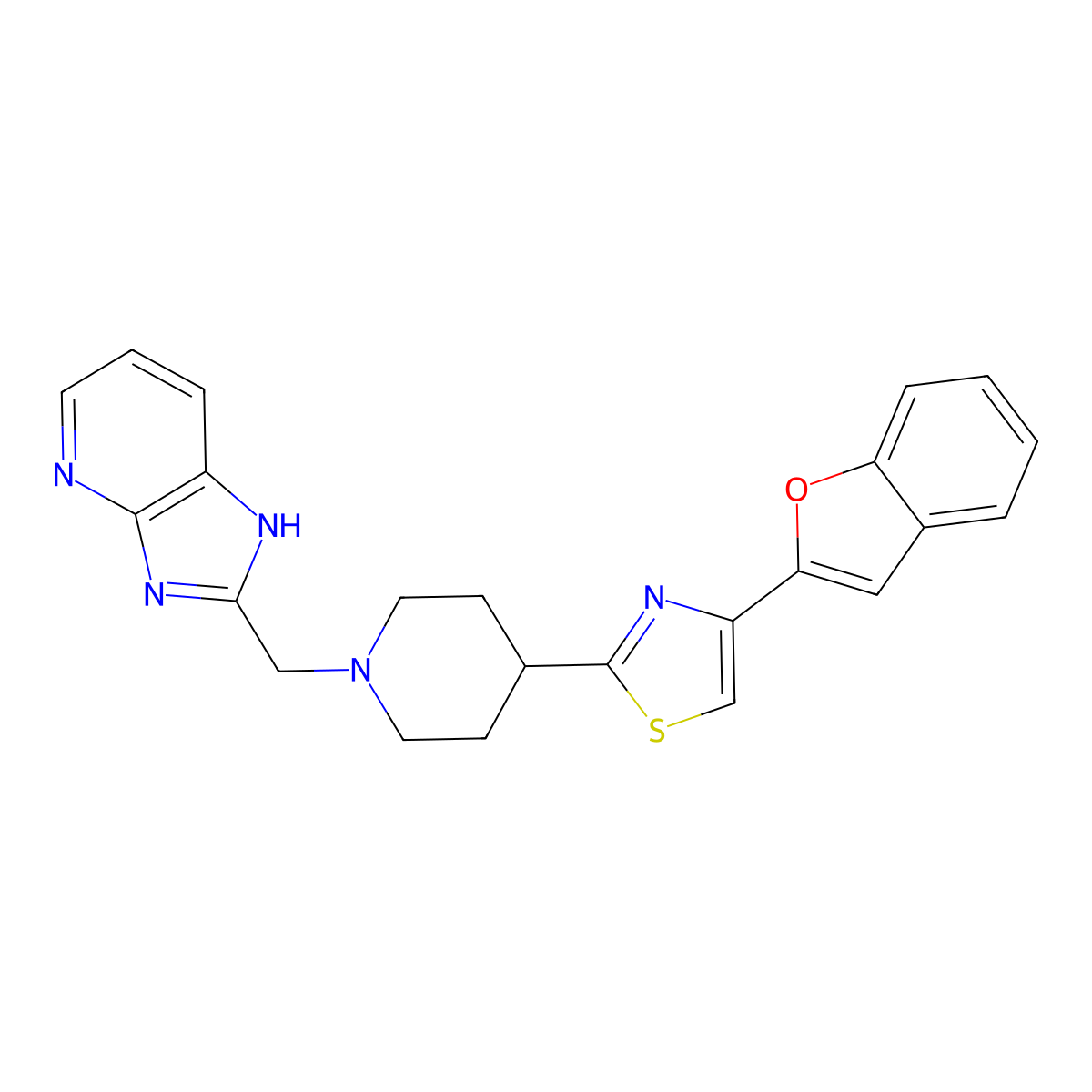 2-(1-((1H-Imidazo[4,5-b]pyridin-2-yl)methyl)piperidin-4-yl)-4-(benzofuran-2-yl)thiazole molecular structure, CAS 2764880-87-5