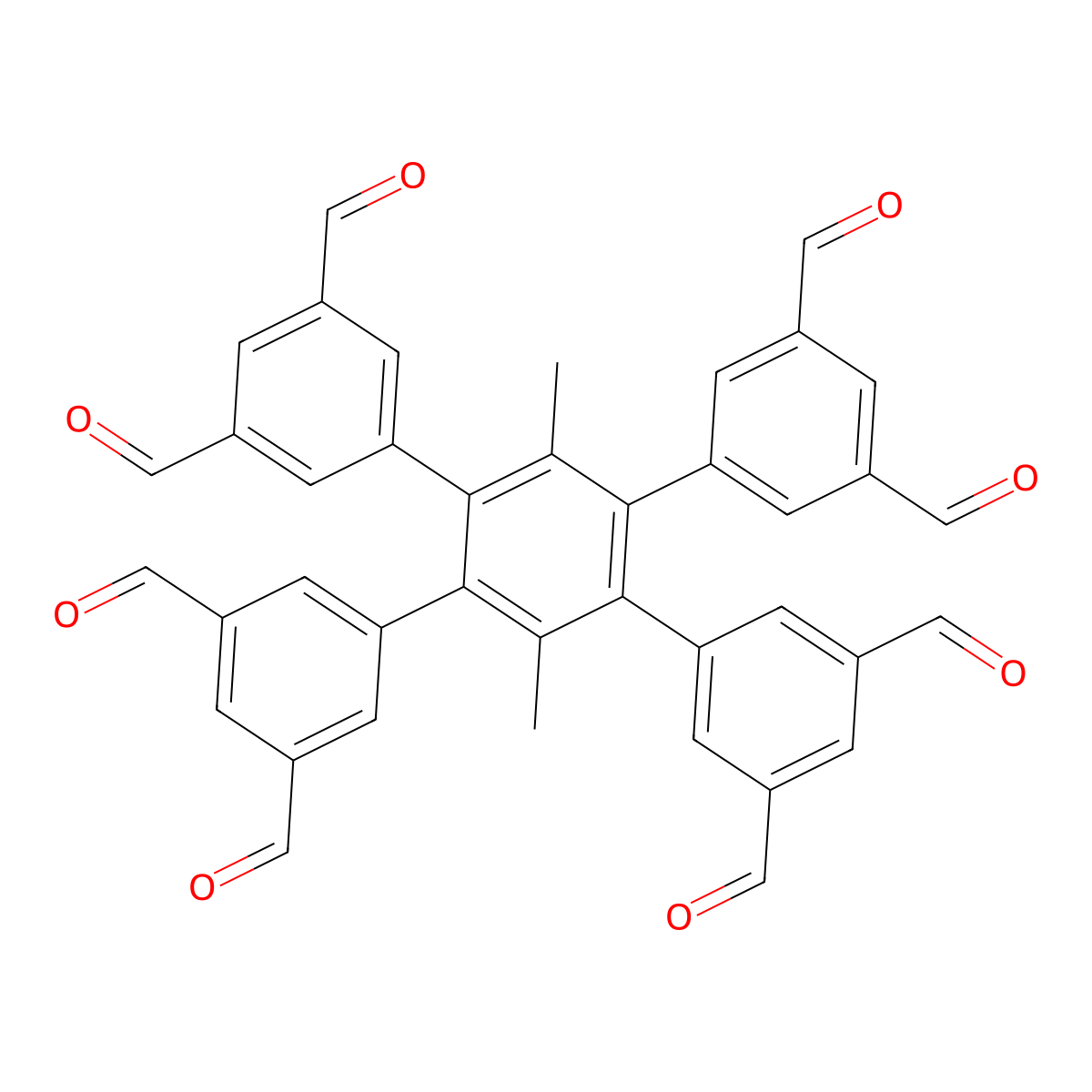 4',5'-Bis(3,5-diformylphenyl)-3',6'-dimethyl-[1,1':2',1''-terphenyl]-3,3'',5,5''-tetracarbaldehyde molecular structure, CAS 2764883-80-7