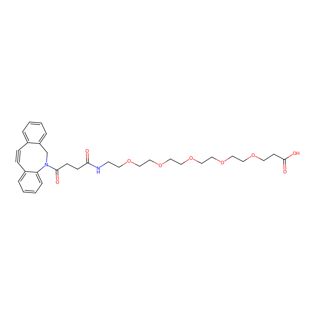 3-[2-[2-[2-[2-[2-[[4-(2-Azatricyclo[10.4.0.04,9]hexadeca-1(16),4,6,8,12,14-hexaen-10-yn-2-yl)-4-oxobutanoyl]amino]ethoxy]ethoxy]ethoxy]ethoxy]ethoxy]propanoic acid molecular structure, CAS 2764923-65-9