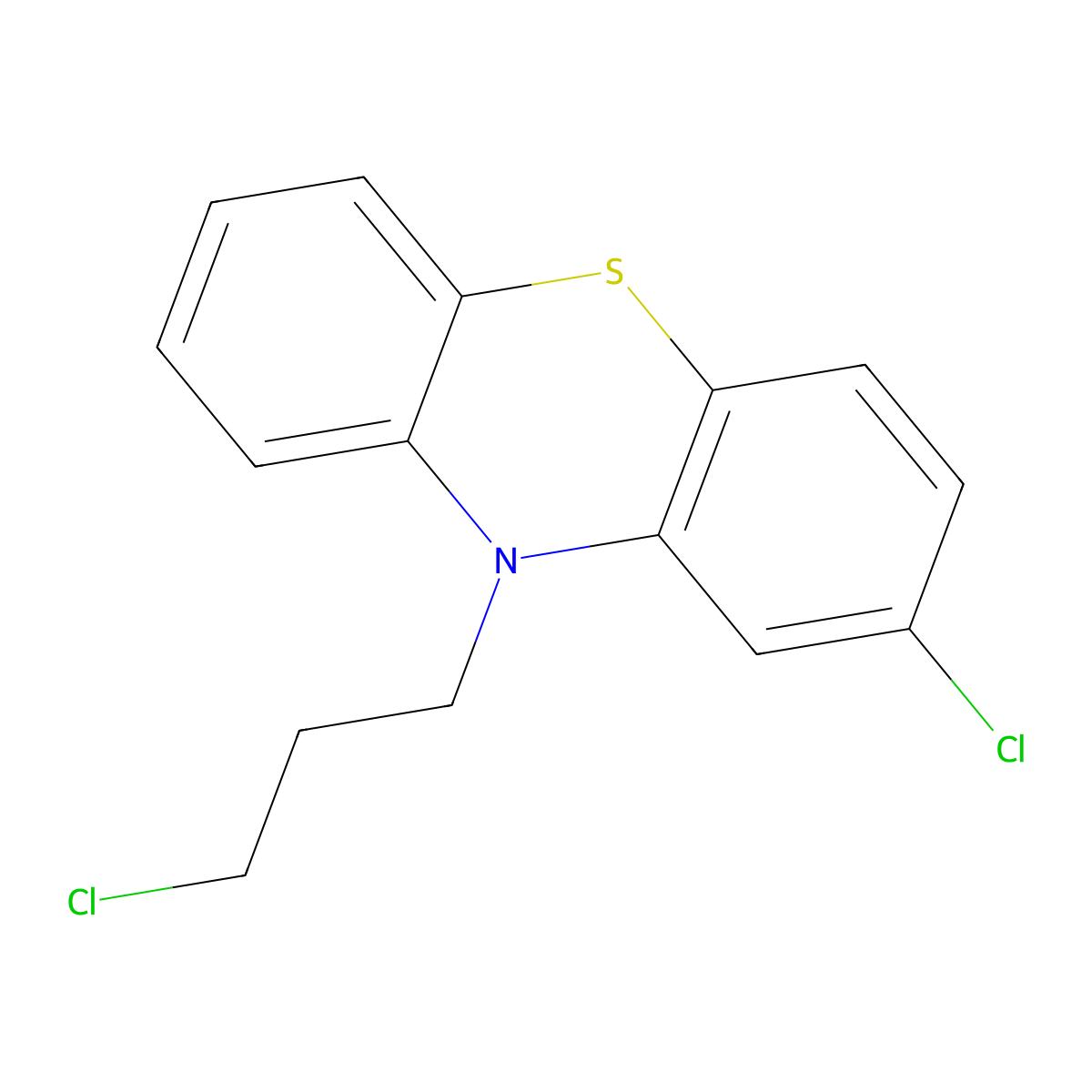 2-chloro-10-(3-chloropropyl)-10H-phenothiazine molecular structure, CAS 2765-59-5