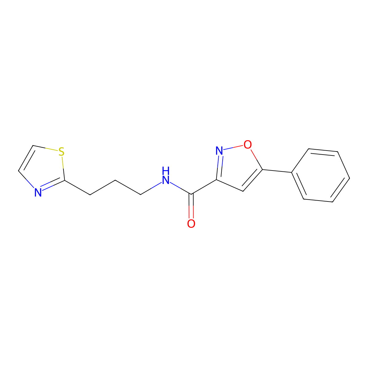 5-Phenyl-N-(3-(thiazol-2-yl)propyl)isoxazole-3-carboxamide molecular structure, CAS 2765218-56-0