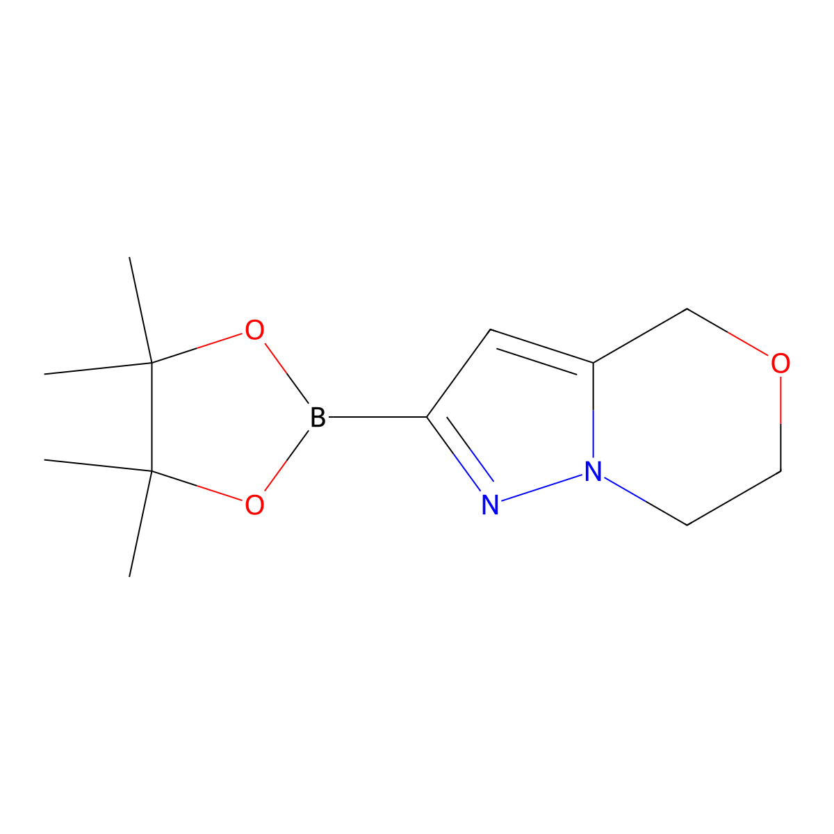 2-(4,4,5,5-tetramethyl-1,3,2-dioxaborolan-2-yl)-4H,6H,7H-pyrazolo(3,2-c)(1,4)oxazine molecular structure, CAS 2765268-27-5