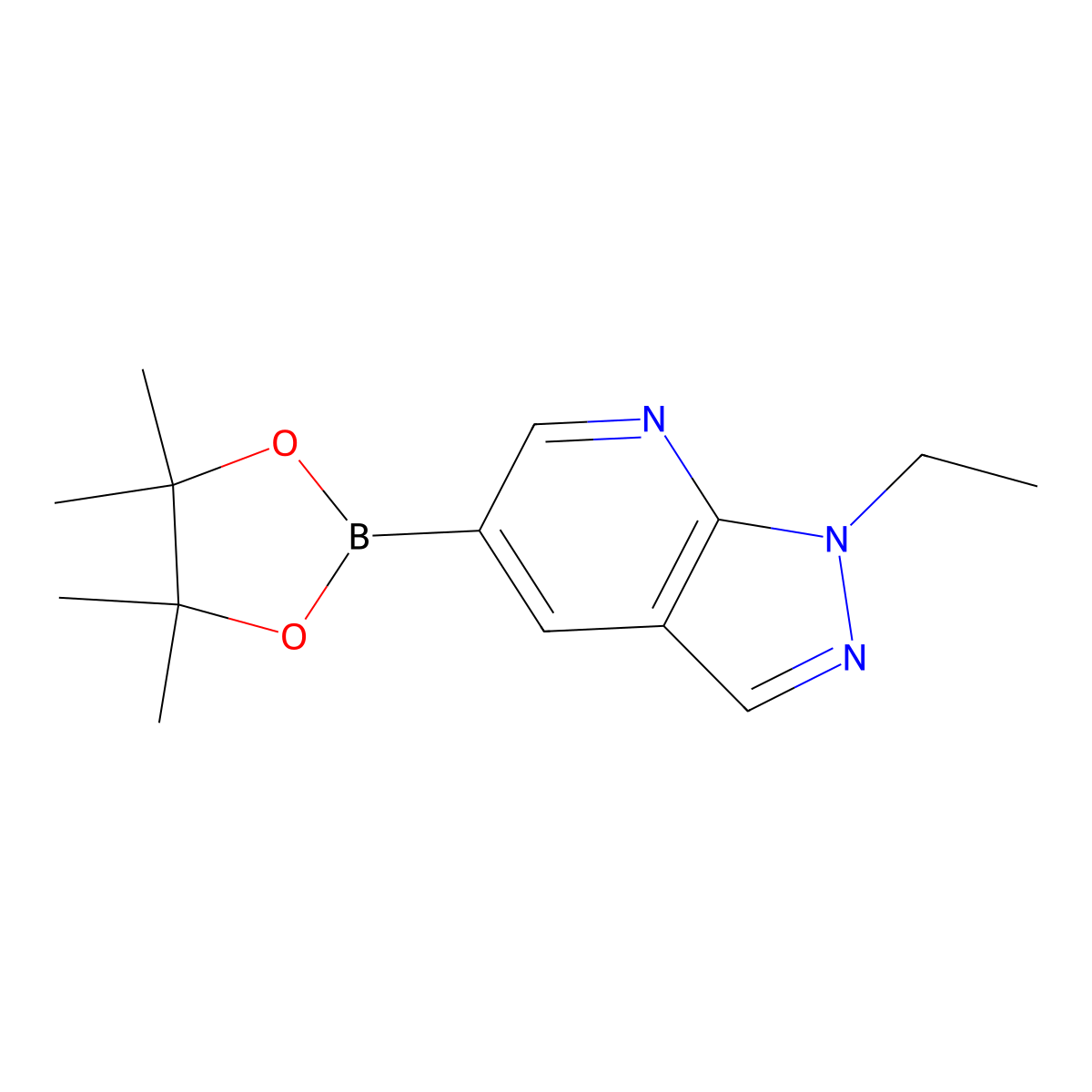 1-ethyl-5-(4,4,5,5-tetramethyl-1,3,2-dioxaborolan-2-yl)-1H-Pyrazolo[3,4-b]pyridine molecular structure, CAS 2765268-29-7