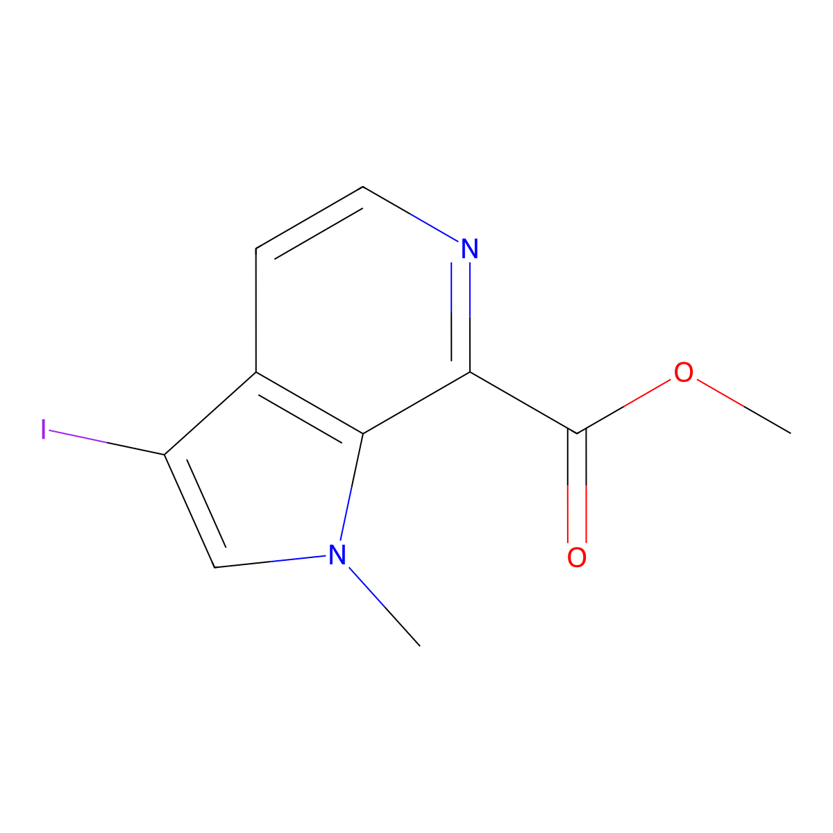 Methyl 3-iodo-1-methyl-1H-pyrrolo[2,3-C]pyridine-7-carboxylate molecular structure, CAS 2765308-68-5