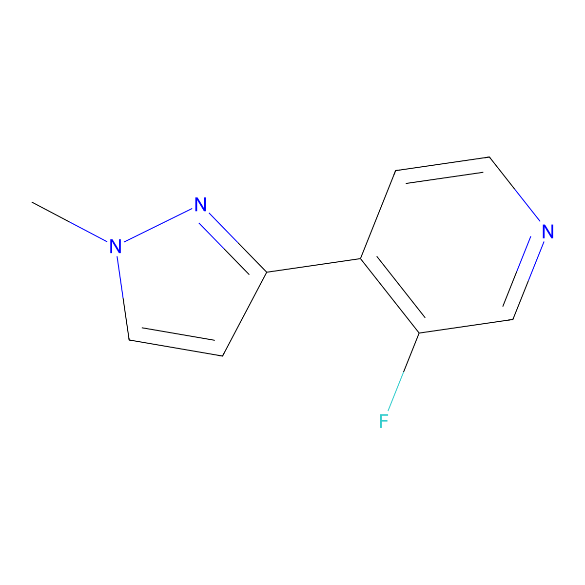 3-Fluoro-4-(1-methyl-1H-pyrazol-3-yl)pyridine molecular structure, CAS 2765375-20-8