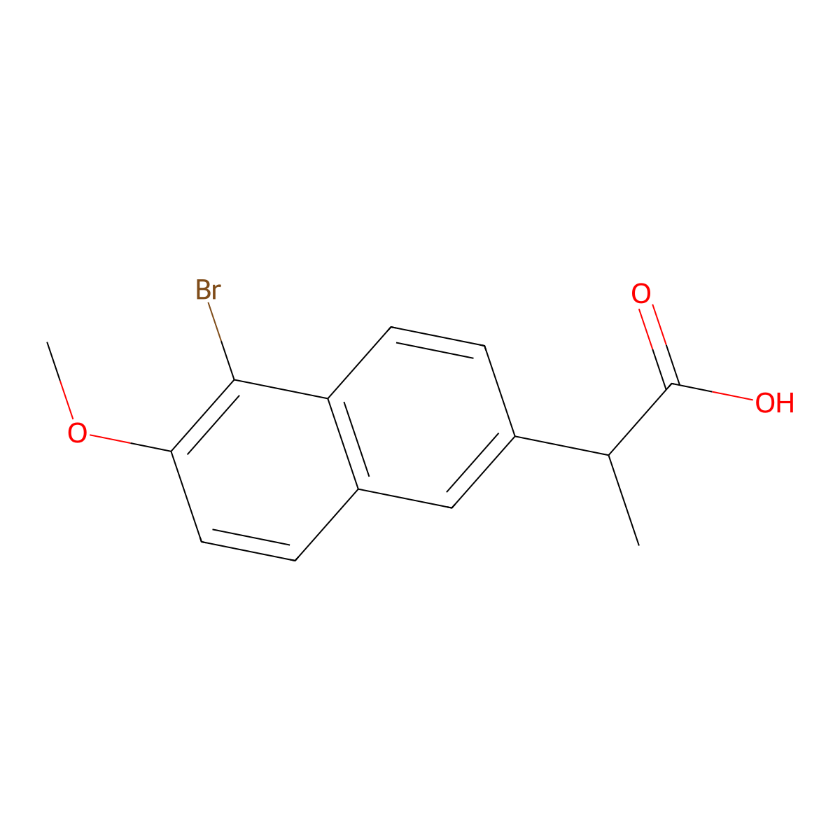 2-(5-Bromo-6-methoxynaphthalen-2-yl)propanoic acid molecular structure, CAS 27655-95-4