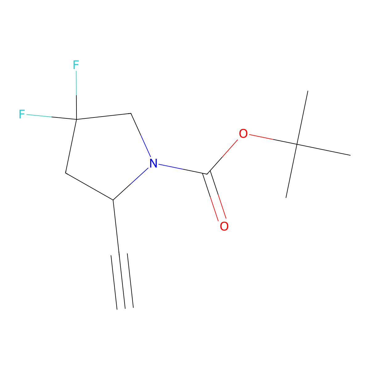 tert-Butyl (R)-2-ethynyl-4,4-difluoropyrrolidine-1-carboxylate molecular structure, CAS 2765532-37-2