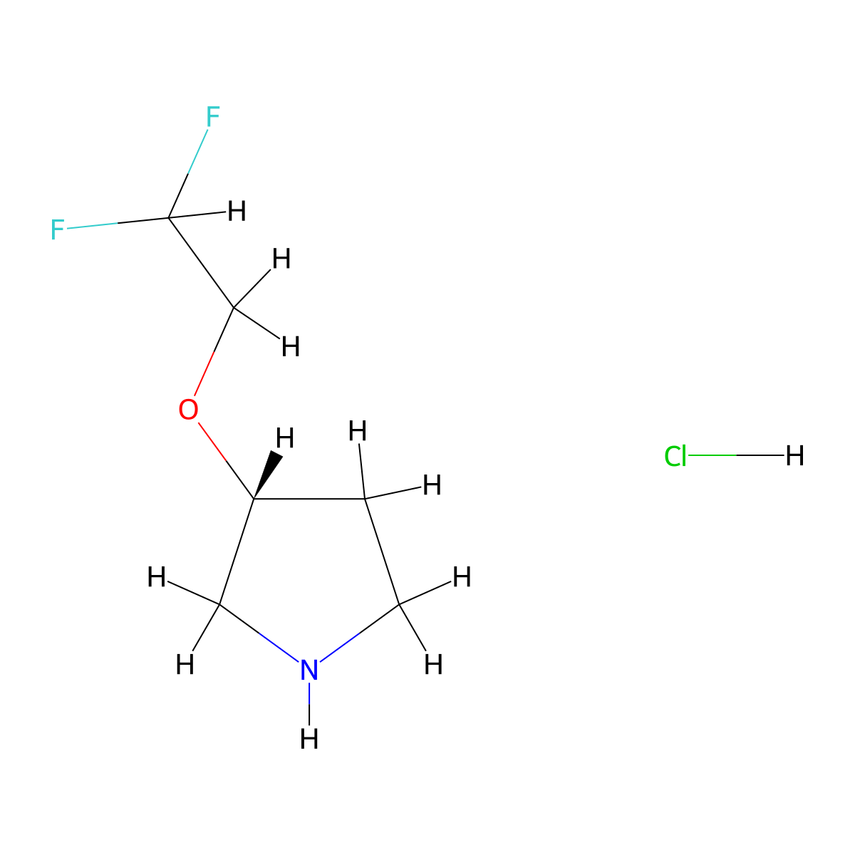 (3R)-3-(2,2-difluoroethoxy)pyrrolidine hydrochloride molecular structure, CAS 2765567-00-6