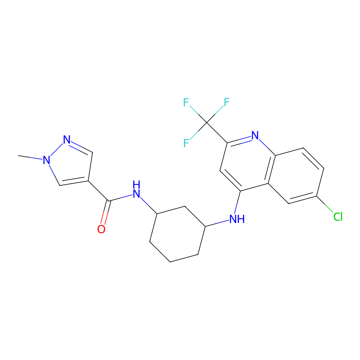 N-((1R,3S)-3-((6-Chloro-2-(trifluoromethyl)quinolin-4-yl)amino)cyclohexyl)-1-methyl-1H-pyrazole-4-carboxamide molecular structure, CAS 2765728-26-3