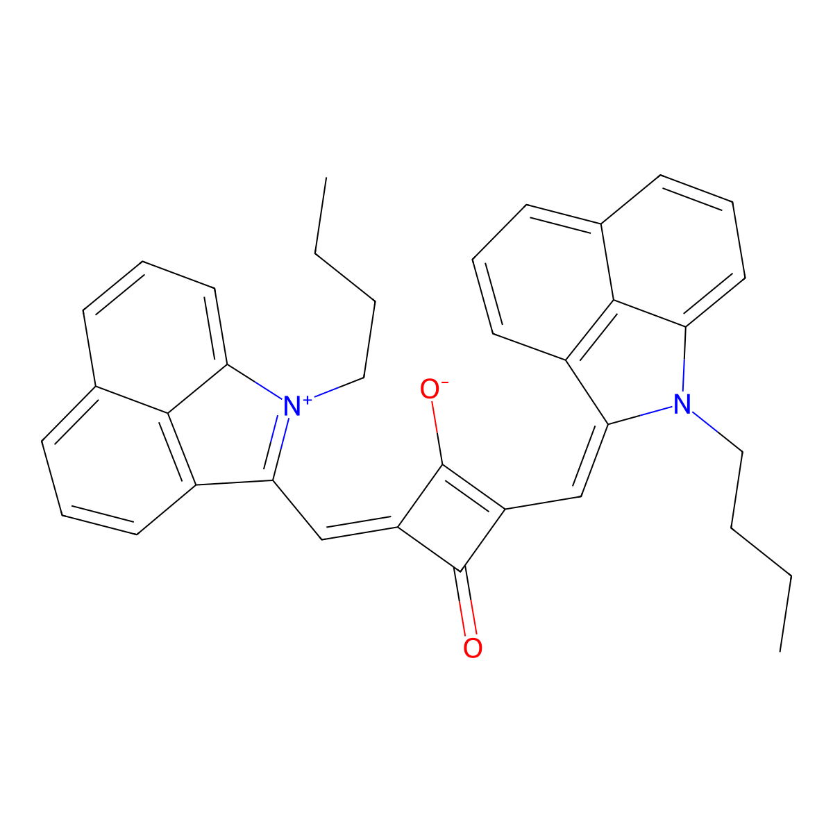 (4E)-4-[(1-butylbenzo[cd]indol-1-ium-2-yl)methylidene]-2-[(E)-(1-butylbenzo[cd]indol-2-ylidene)methyl]-3-oxocyclobuten-1-olate molecular structure, CAS 2765810-64-6