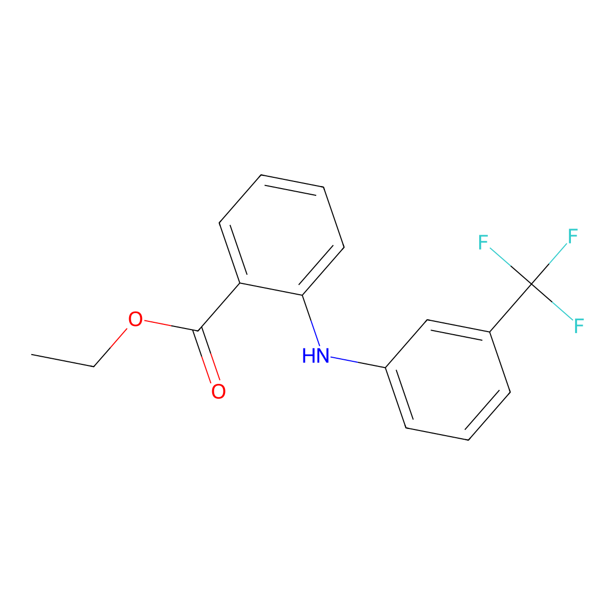 Ethyl 2-[3-(trifluoromethyl)anilino]benzoate molecular structure, CAS 2766-16-7