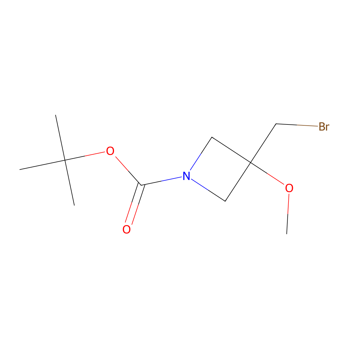 Tert-butyl 3-(bromomethyl)-3-methoxyazetidine-1-carboxylate molecular structure, CAS 2766030-81-1