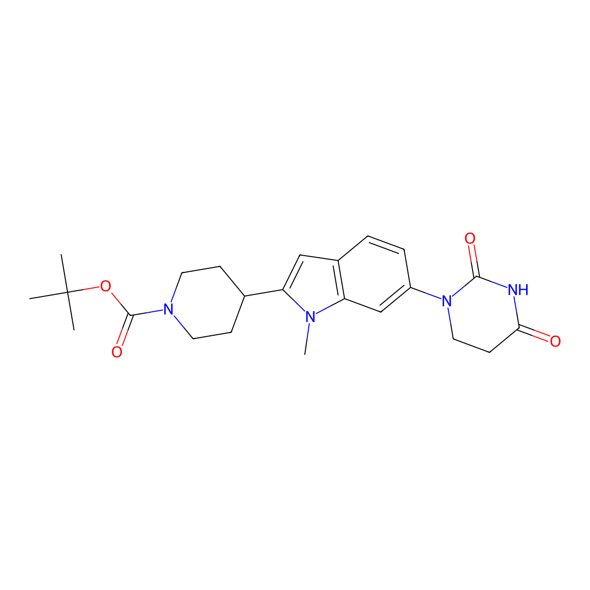 Tert-butyl 4-(6-(2,4-dioxotetrahydropyrimidin-1(2H)-YL)-1-methyl-1H-indol-2-YL)piperidine-1-carboxylate molecular structure, CAS 2766180-67-8