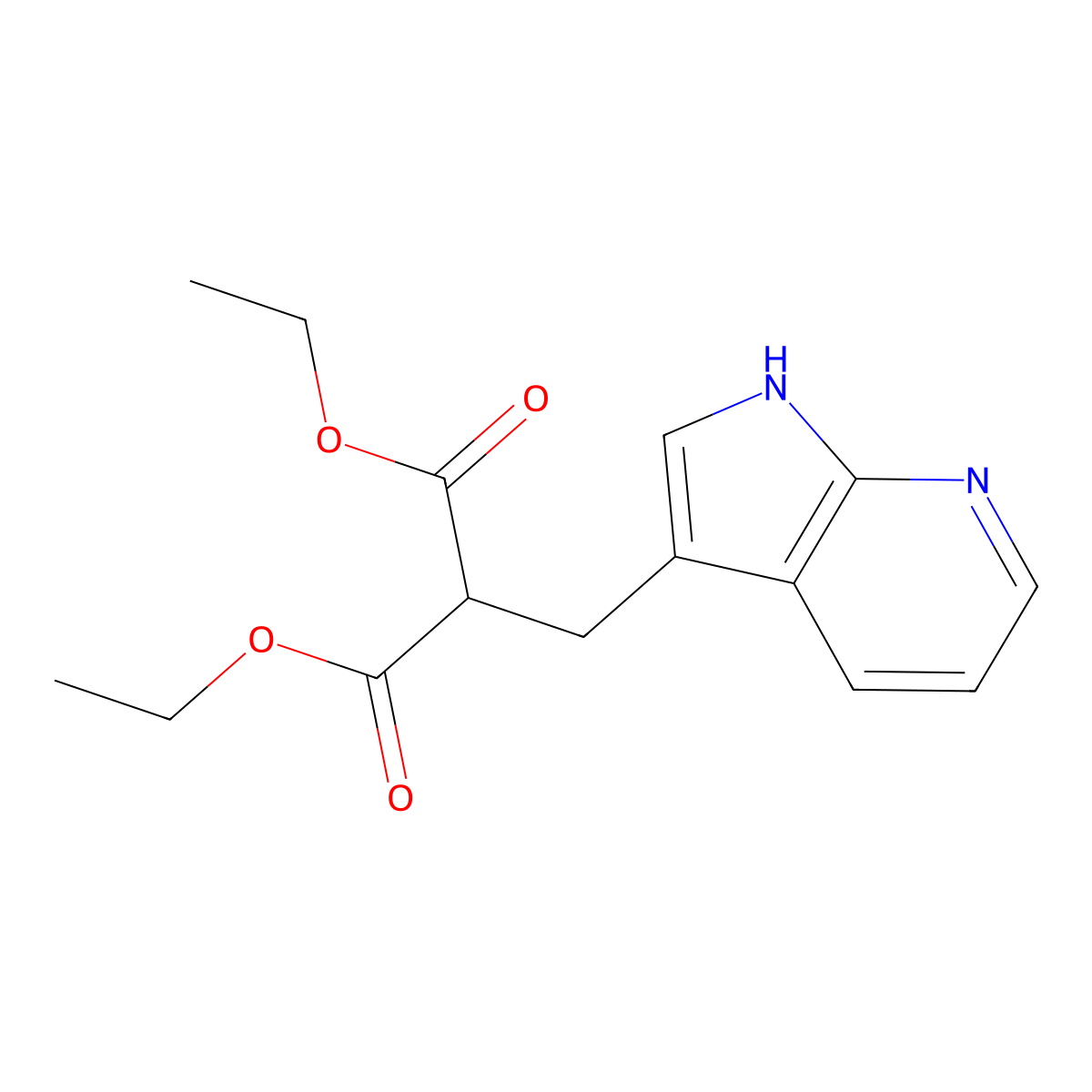 diethyl 2-((1H-pyrrolo[2,3-b]pyridin-3-yl)methyl)malonate molecular structure, CAS 27663-73-6