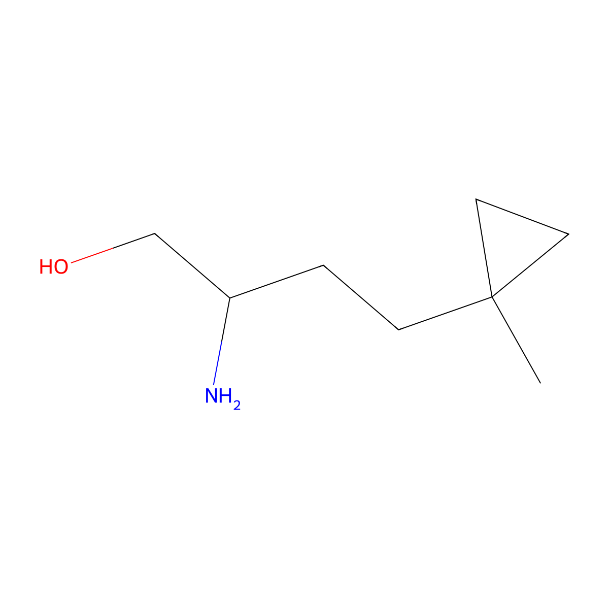 2-Amino-4-(1-methylcyclopropyl)butan-1-ol molecular structure, CAS 2766306-71-0