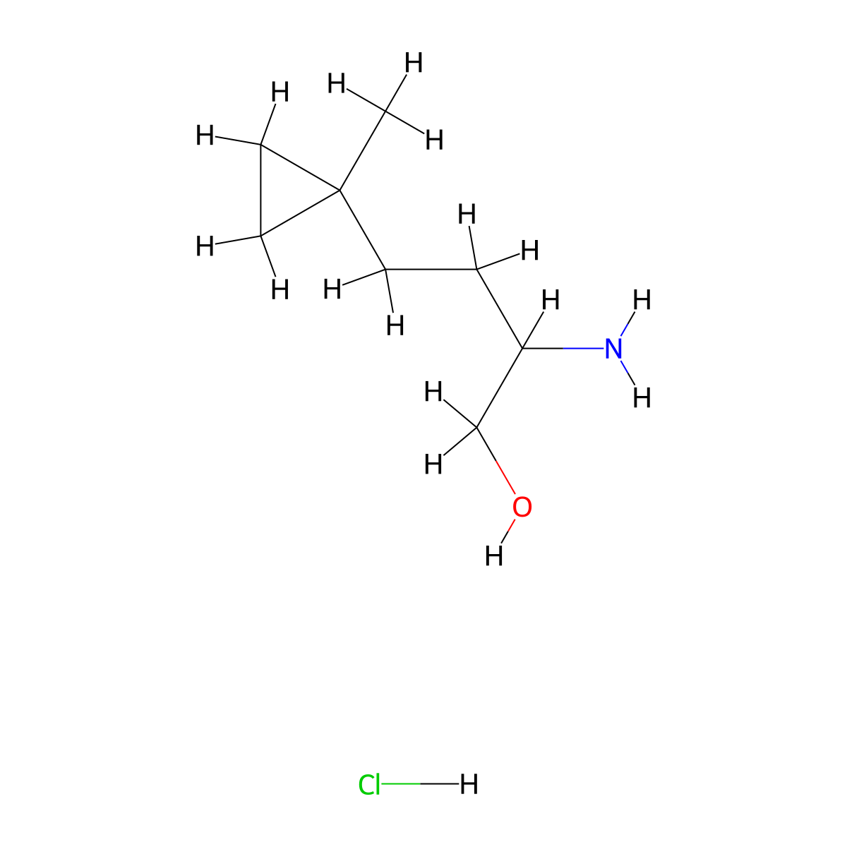 2-Amino-4-(1-methylcyclopropyl)butan-1-ol;hydrochloride molecular structure, CAS 2766306-72-1
