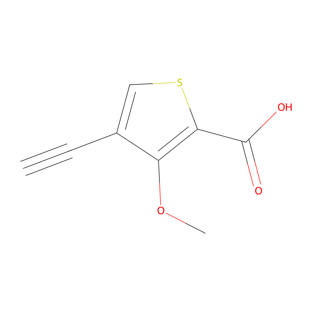 4-Ethynyl-3-methoxythiophene-2-carboxylic acid molecular structure, CAS 2766358-59-0
