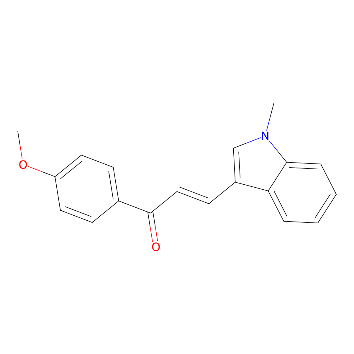 2-Propen-1-one, 1-(4-methoxyphenyl)-3-(1-methyl-1H-indol-3-yl)- molecular structure, CAS 27664-11-5
