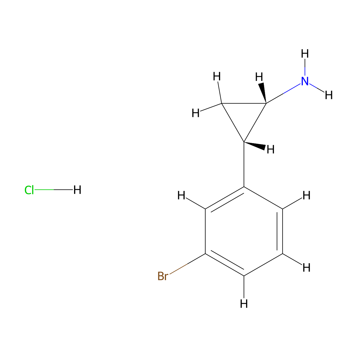 (1S,2S)-2-(3-Bromophenyl)cyclopropan-1-amine hydrochloride molecular structure, CAS 2766435-02-1