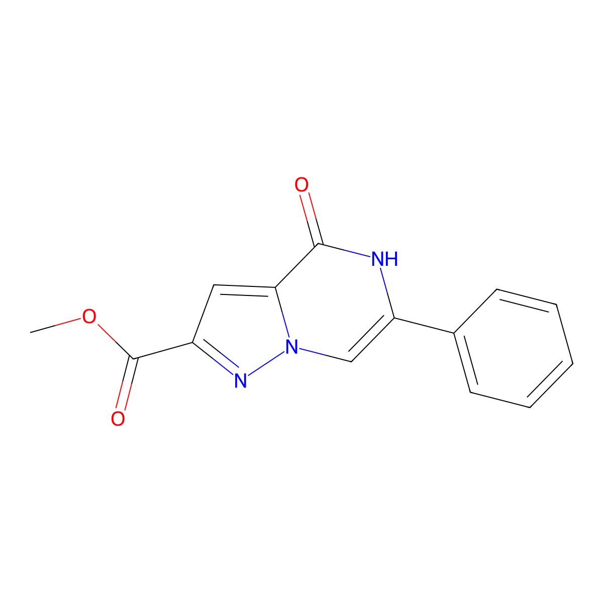 Methyl 4-oxo-6-phenyl-5H-pyrazolo[1,5-a]pyrazine-2-carboxylate molecular structure, CAS 2766449-59-4