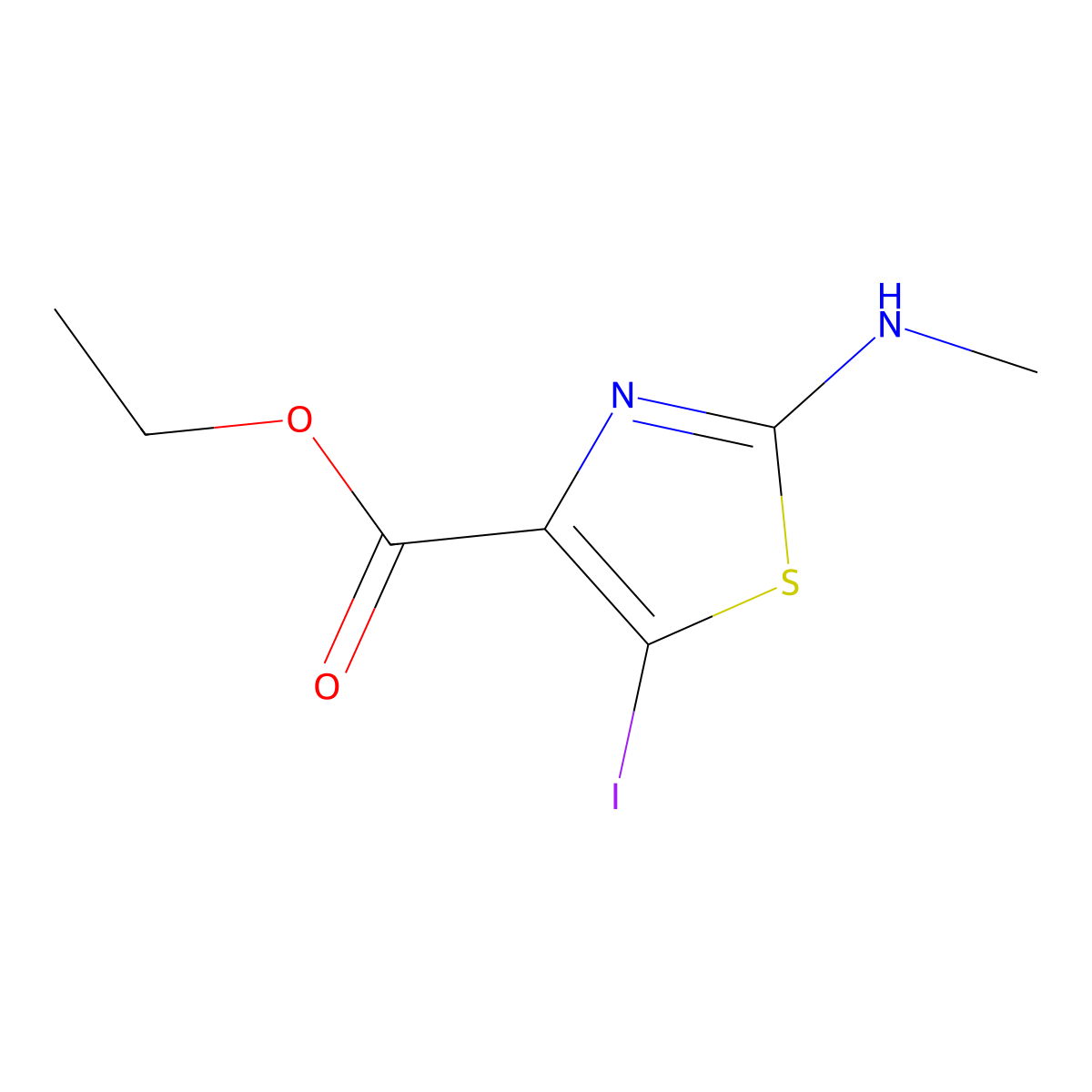 5-Iodo-2-methylamino-thiazole-4-carboxylic acid ethyl ester molecular structure, CAS 2766449-62-9