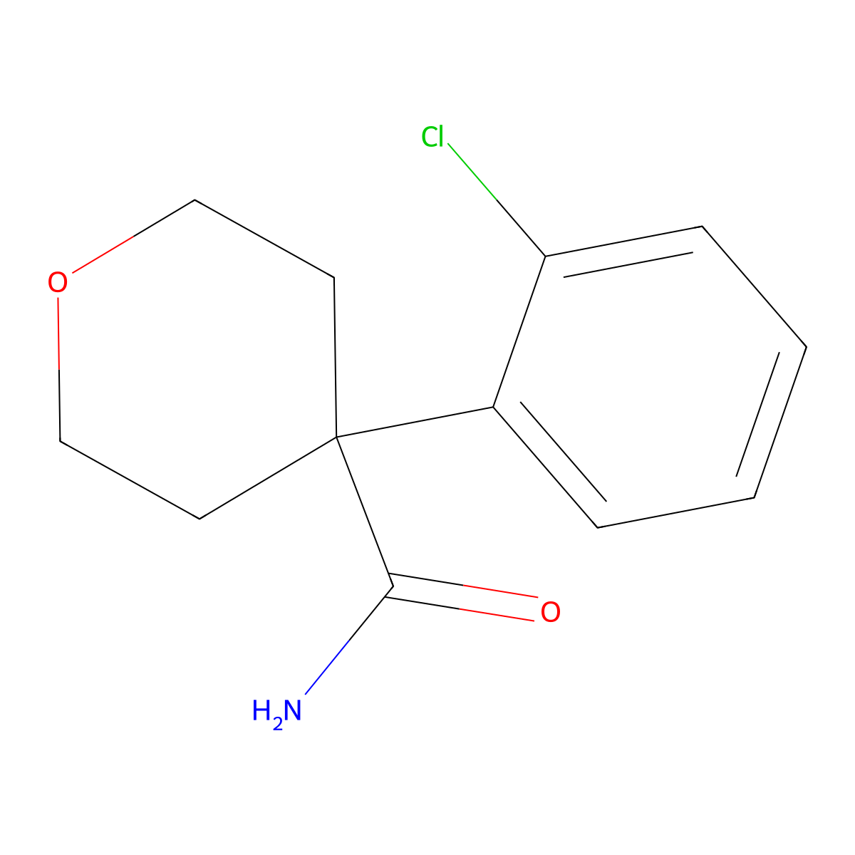 4-(2-Chlorophenyl)oxane-4-carboxamide molecular structure, CAS 2766449-63-0