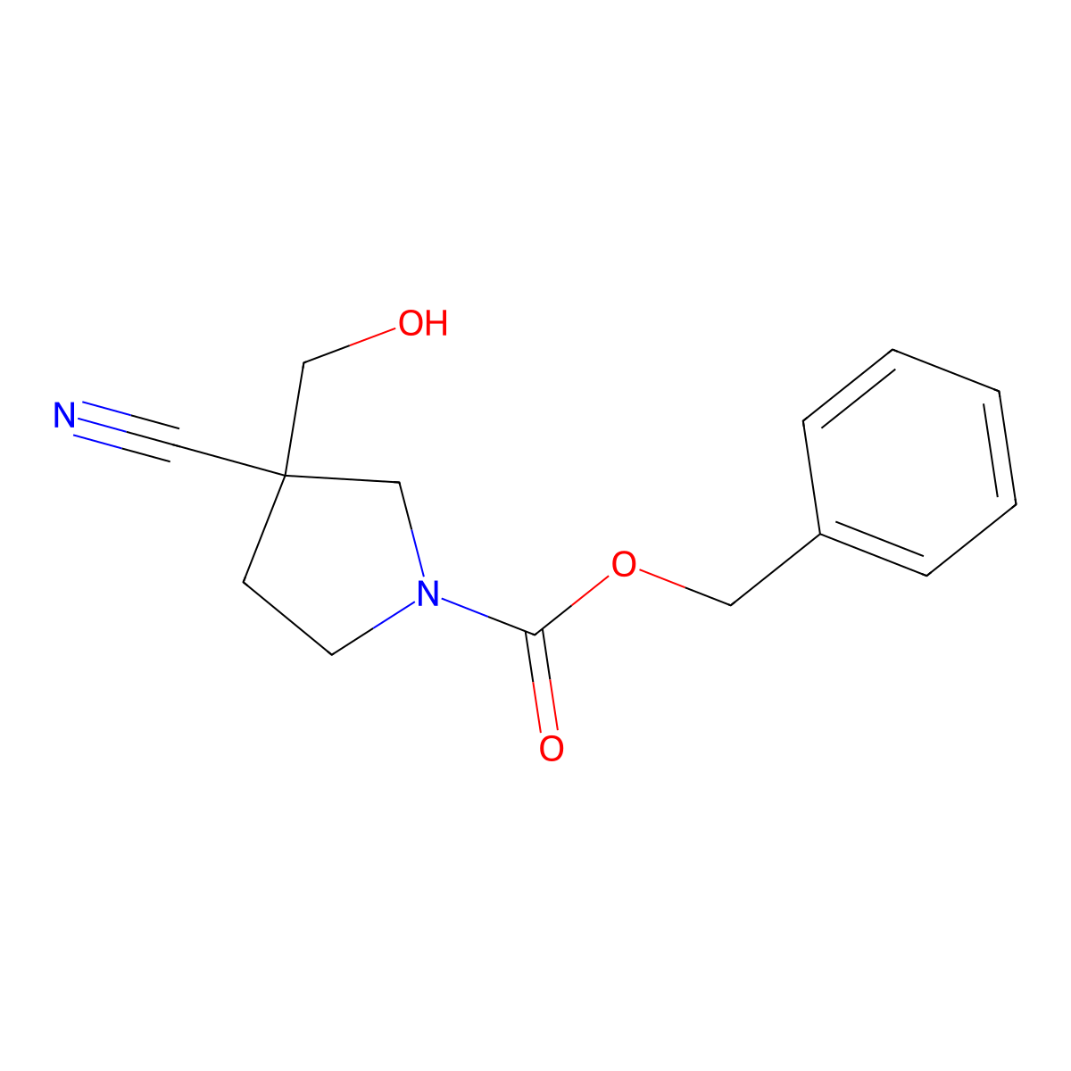 Benzyl 3-cyano-3-(hydroxymethyl)pyrrolidine-1-carboxylate molecular structure, CAS 2766449-66-3