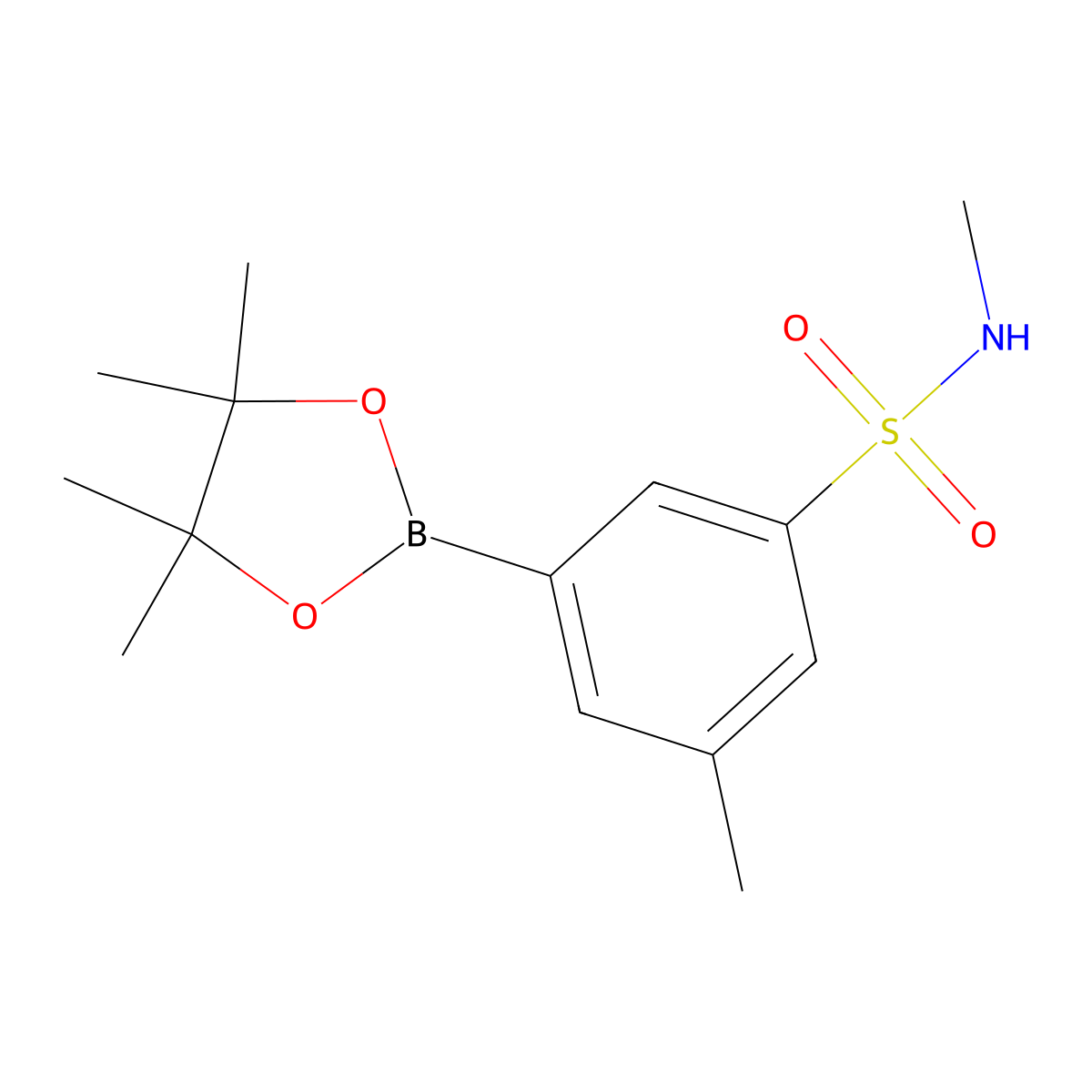 N,3-Dimethyl-5-(tetramethyl-1,3,2-dioxaborolan-2-yl)benzenesulfonamide molecular structure, CAS 2766482-55-5