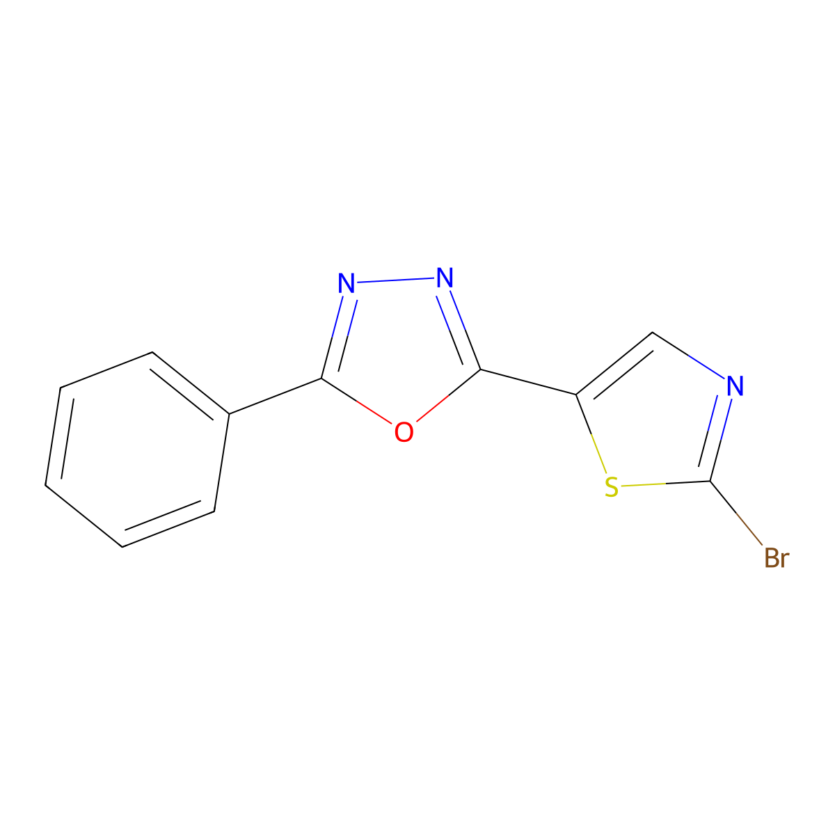 2-(2-Bromo-5-thiazolyl)-5-phenyl-1,3,4-oxadiazole molecular structure, CAS 2766634-07-3