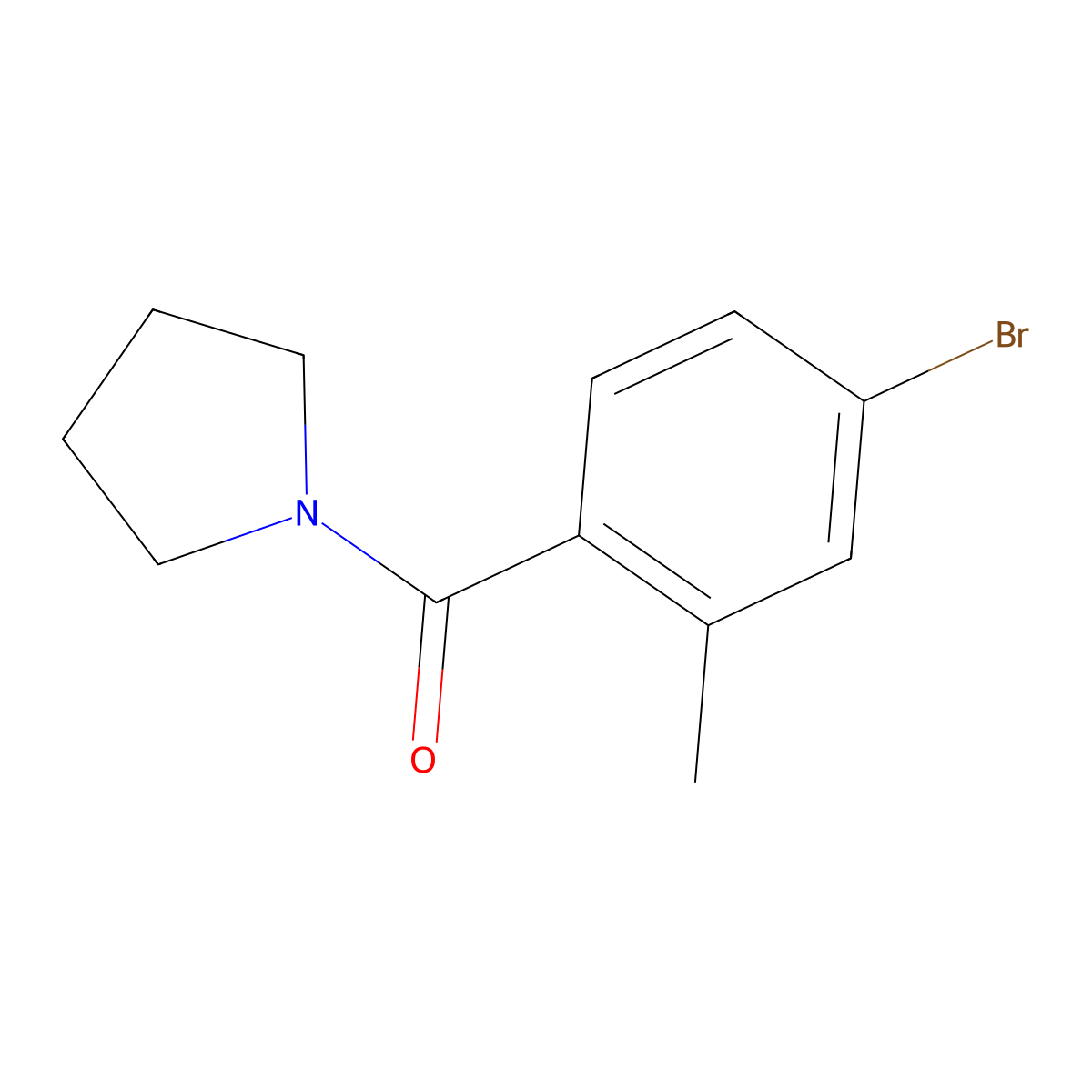 (4-Bromo-2-methyl-phenyl)-pyrrolidin-1-yl-methanone molecular structure, CAS 276678-35-4