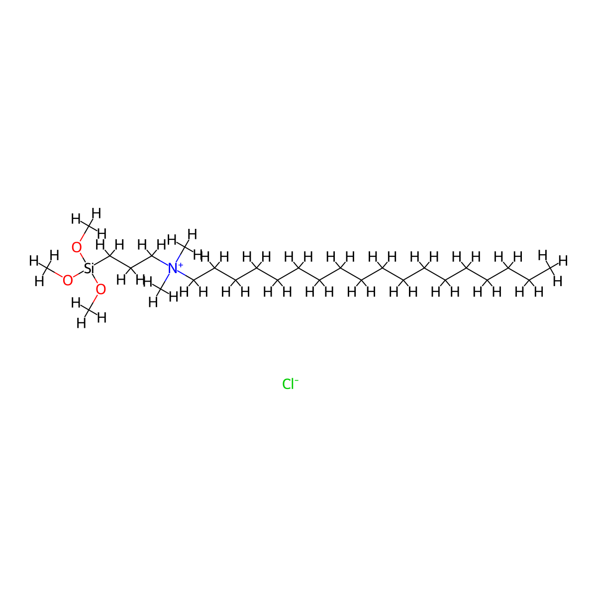 Dimethyloctadecyl(3-(trimethoxysilyl)propyl)ammonium chloride molecular structure, CAS 27668-52-6