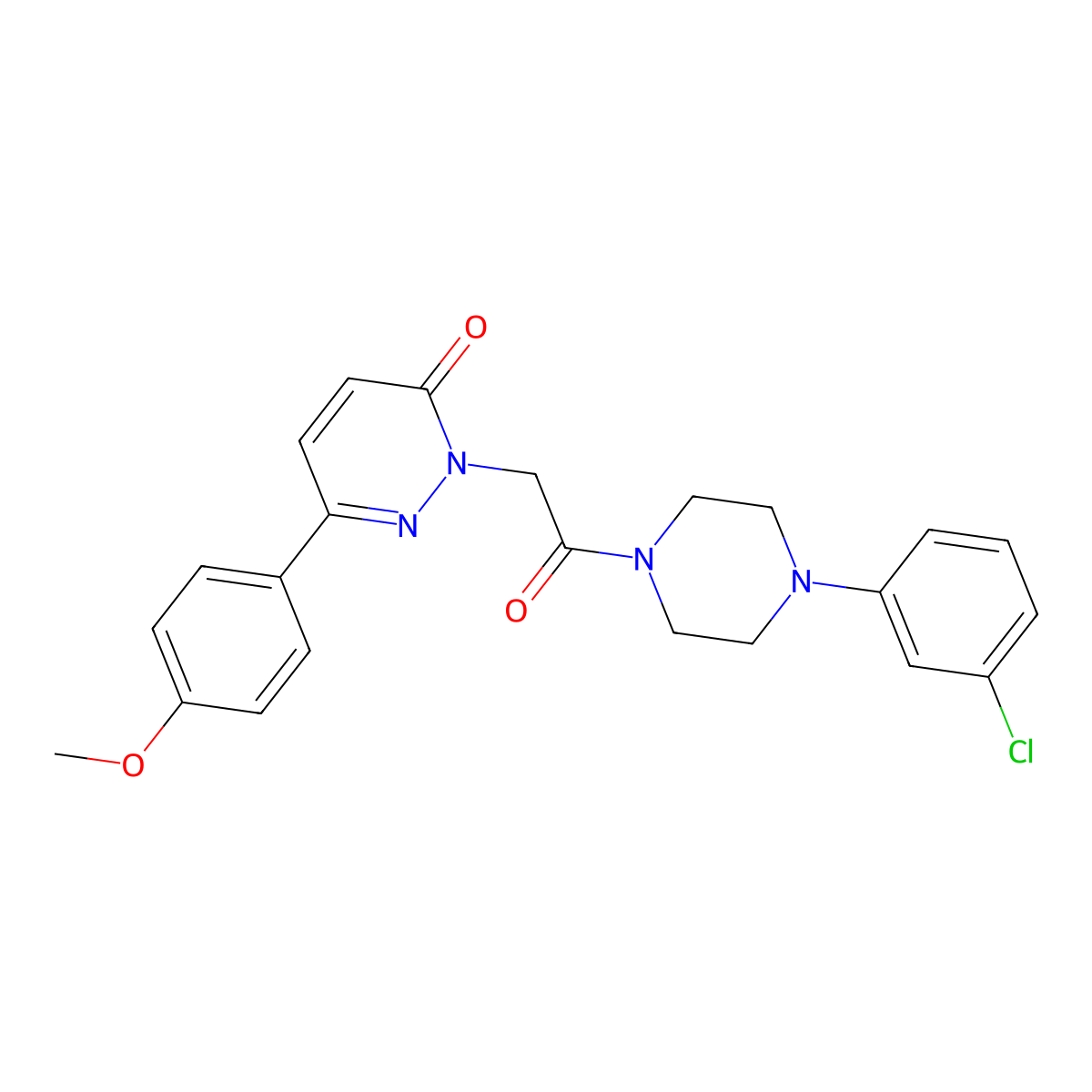 2-{2-[4-(3-chlorophenyl)piperazino]-2-oxoethyl}-6-(4-methoxyphenyl)-3(2H)-pyridazinone molecular structure, CAS 276680-01-4