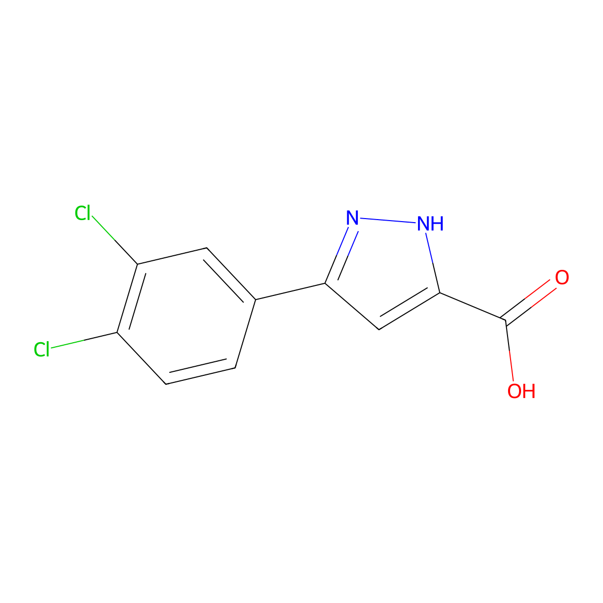 5-(3,4-dichlorophenyl)-1H-pyrazole-3-carboxylic acid molecular structure, CAS 276684-04-9