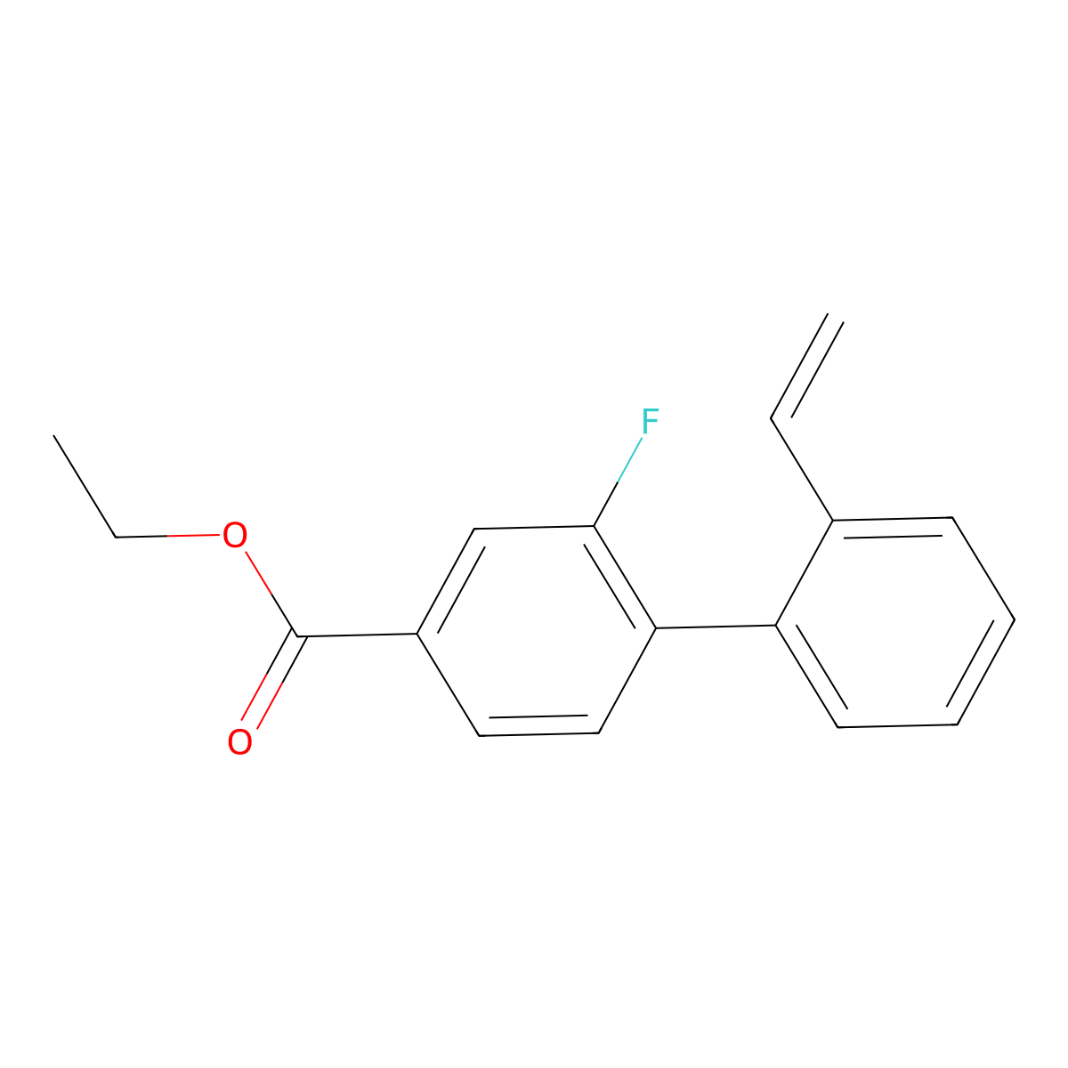 Ethyl 2'-ethenyl-2-fluoro-[1,1'-biphenyl]-4-carboxylate molecular structure, CAS 2766860-97-1