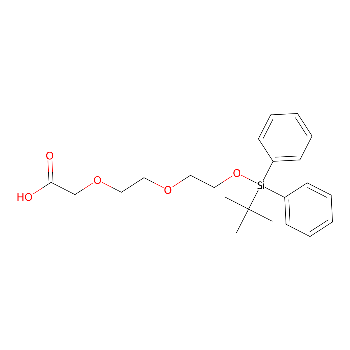 2,2-Dimethyl-3,3-diphenyl-4,7,10-trioxa-3-siladodecan-12-oic acid molecular structure, CAS 276689-37-3