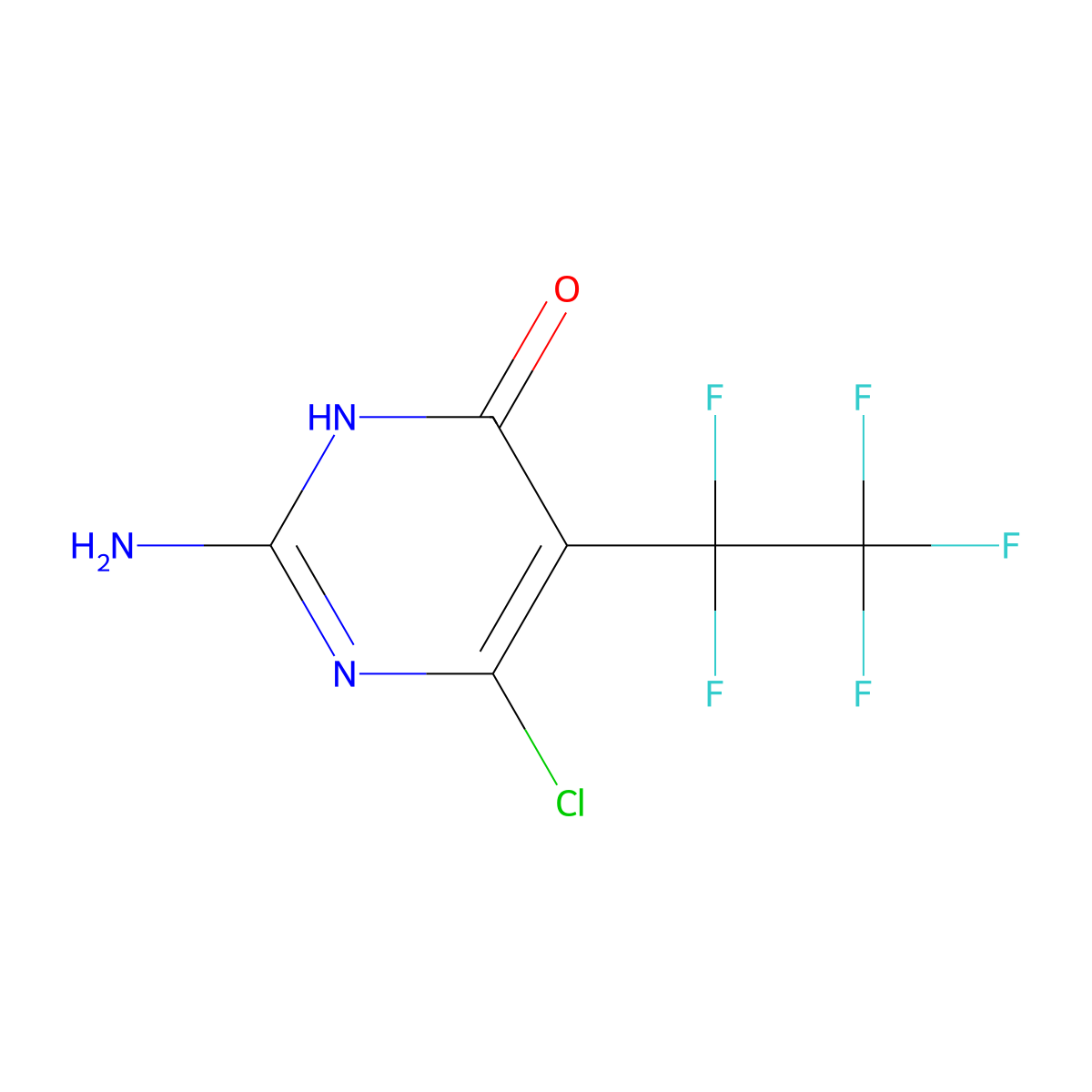 2-Amino-6-chloro-5-(1,1,2,2,2-pentafluoroethyl)pyrimidin-4-ol molecular structure, CAS 2766909-26-4