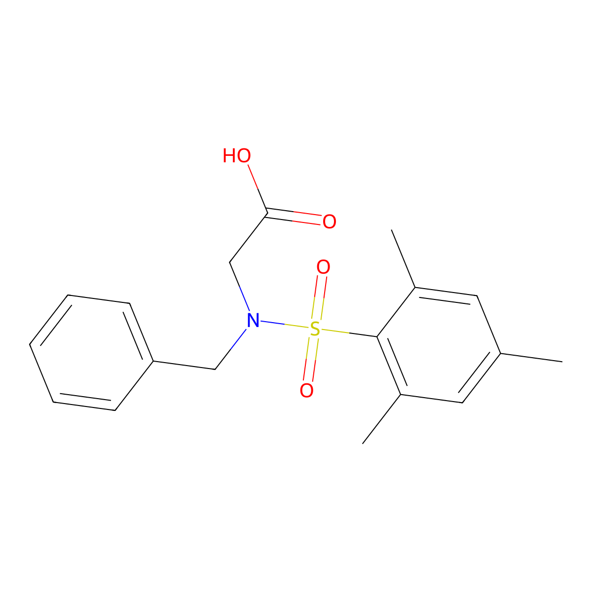 N-benzyl-N-[(2,4,6-trimethylphenyl)sulfonyl]glycine molecular structure, CAS 276695-53-5