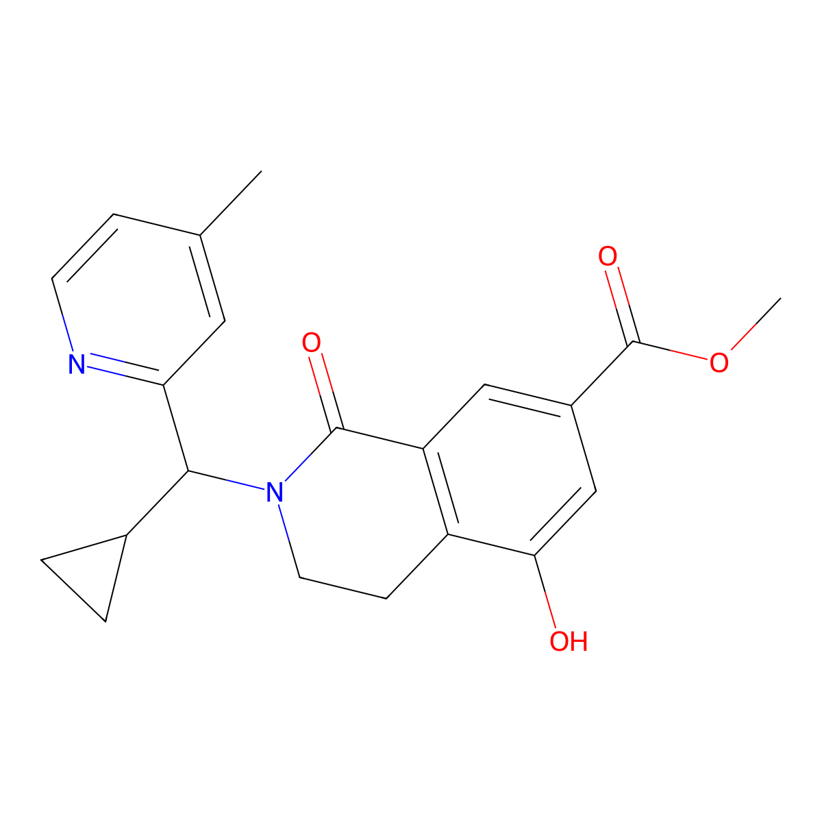 (S)-Methyl 2-(cyclopropyl(4-methylpyridin-2-yl)methyl)-5-hydroxy-1-oxo-1,2,3,4-tetrahydroisoquinoline-7-carboxylate molecular structure, CAS 2766993-11-5