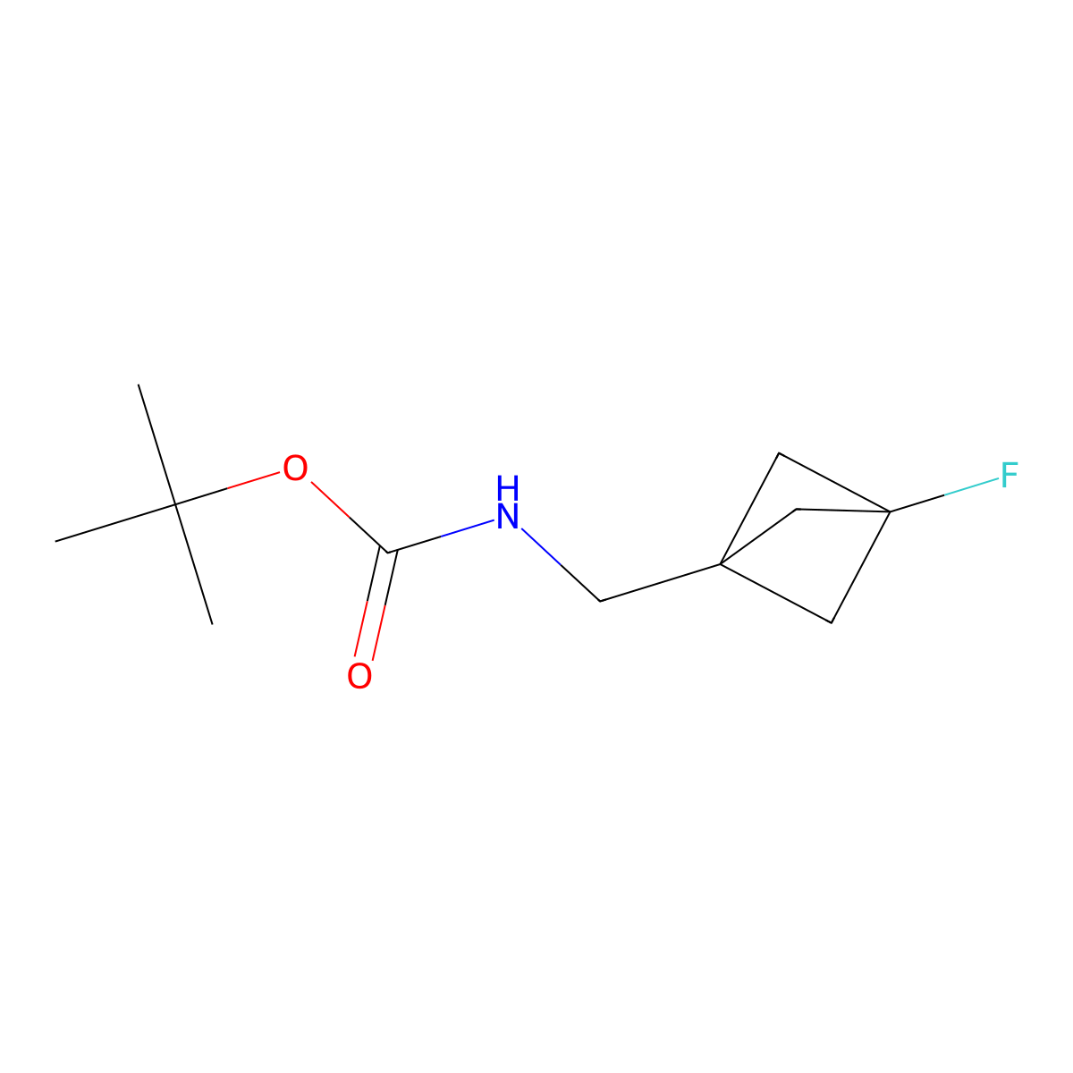 Tert-butyl ((3-fluorobicyclo[1.1.1]pentan-1-YL)methyl)carbamate molecular structure, CAS 2767004-42-0