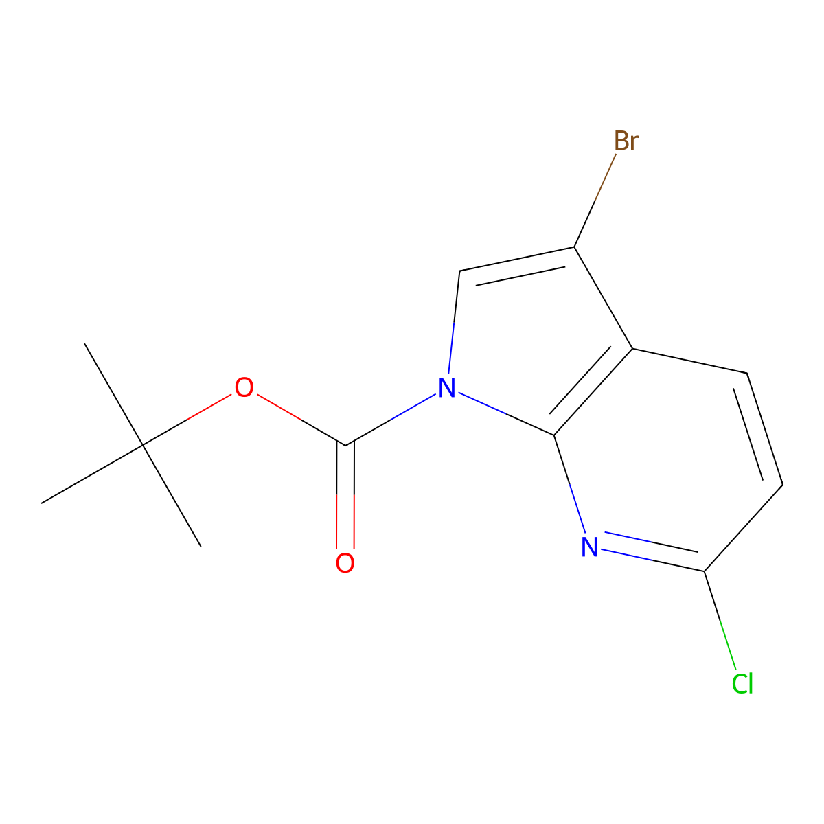 tert-Butyl 3-bromo-6-chloro-1H-pyrrolo[2,3-b]pyridine-1-carboxylate molecular structure, CAS 2767035-46-9