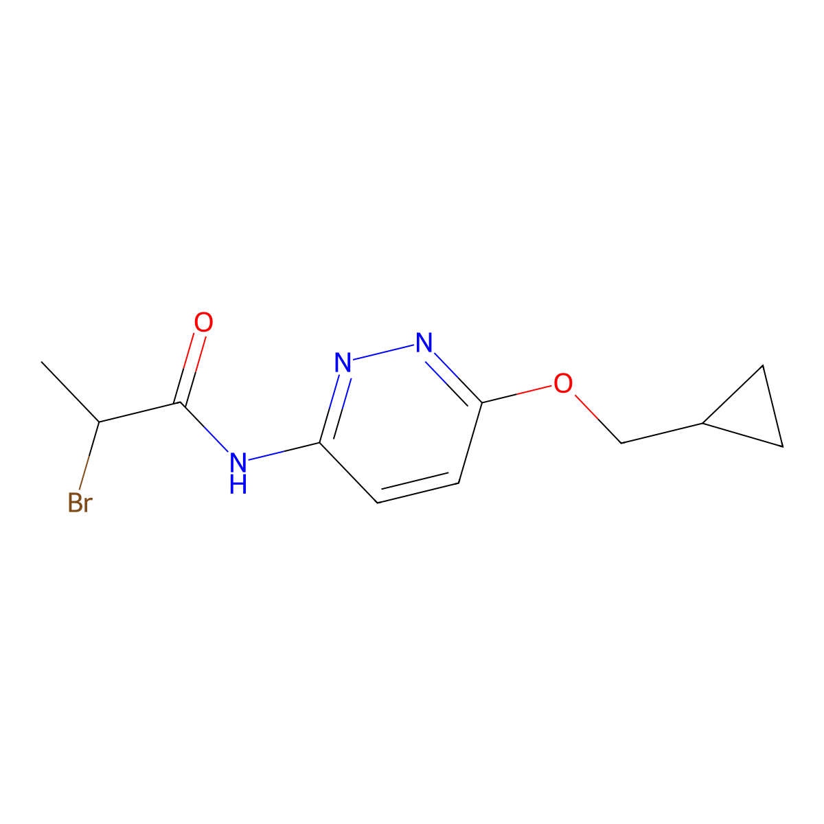 2-bromo-N-[6-(cyclopropylmethoxy)pyridazin-3-yl]propanamide molecular structure, CAS 2767113-45-9